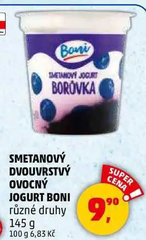 Penny Market SMETANOVÝ DVOUVRSTVÝ OVOCNÝ JOGURT BONI různé druhy, 145 g nabídka