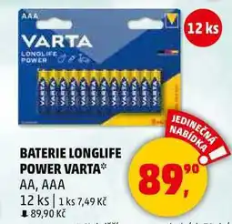 Penny Market BATERIE LONGLIFE POWER VARTA, AA, AAA, 12 ks nabídka