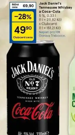 Tesco Jack daniel´s tennessee whiskey a coca cola nabídka