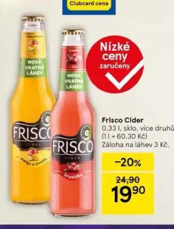 Tesco Frisco cider nabídka