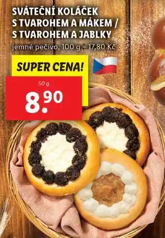 Lidl SVÁTEČNÍ KOLÁČEK S TVAROHEM A MÁKEM/S TVAROHEM A JABLKY, 50 g nabídka