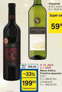 Tesco Masso Antico Primitivo Apassito, 0,75 l nabídka