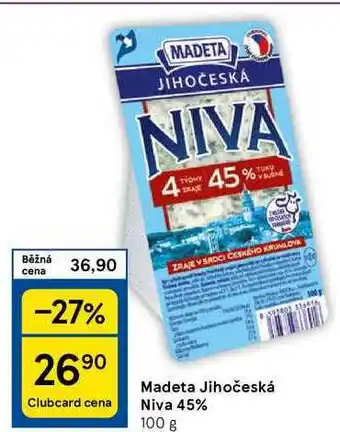 Tesco Madeta Jihočeská Niva 45%, 100 g nabídka