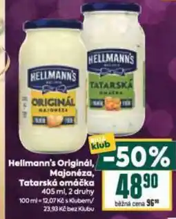 Billa HELLMANN'S Originál, Majonéza, Tatarská omáčka nabídka