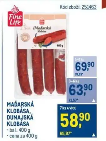 Makro Maďarská klobása, dunajská klobása nabídka