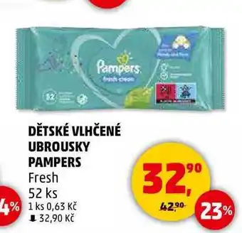 Penny Market DĚTSKÉ VLHČENÉ UBROUSKY PAMPERS Fresh, 52 ks nabídka