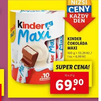 Lidl Kinder čokoláda maxi nabídka