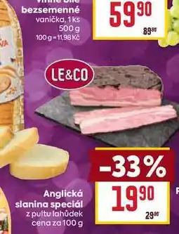 Billa Anglická slanina speciál z pultu lahůdek cena za 100g nabídka