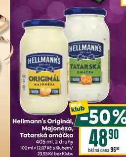 Billa Hellmann's Originál, Majonéza, Tatarská omáčka 405 ml nabídka
