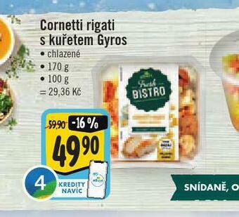 Jip Cornetti rigati s kuřetem gyros nabídka