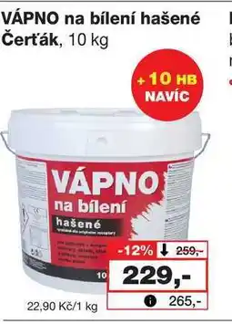 Barvy a laky drogerie VÁPNO na bílení hašené Čerťák, 10 kg nabídka