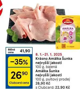 Tesco Krásno Amálka Šunka nejvyšší jakosti, 100 g nabídka