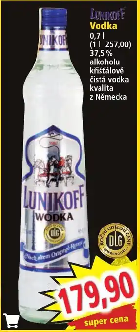 Norma LUNIKOFF Vodka nabídka