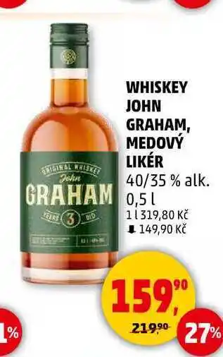 Penny Market WHISKEY JOHN GRAHAM, MEDOVÝ LIKÉR, 40/35% alk., 0,5 l nabídka