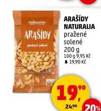 Penny Market ARAŠÍDY NATURALIA pražené solené, 200 g nabídka