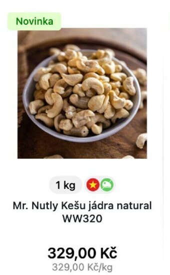 Košík Mr Nutly Kešu jádra natural WW320 1kg nabídka