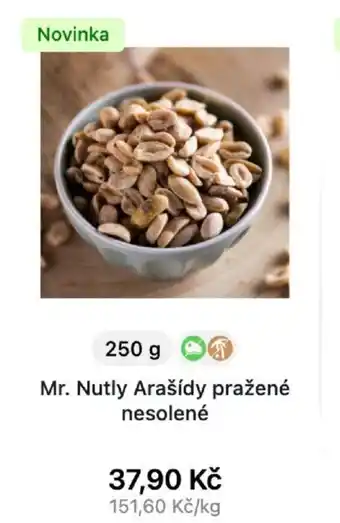 Košík Mr. Nutly Arašídy pražené nesolené 250g nabídka