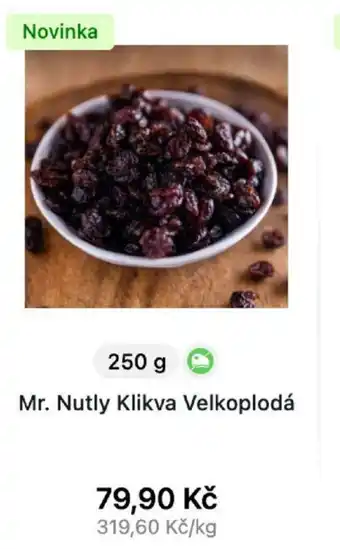 Košík Mr. Nutly Klikva Velkoplodá 250g nabídka