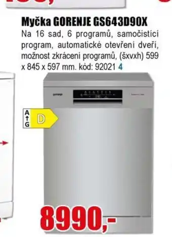 EVA Myčka GORENJE GS643D90X nabídka