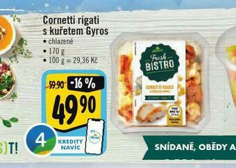 Albert Cornetti rigati s kuřetem gyros nabídka