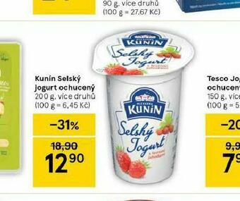 Tesco Kunín selský jogurt ochucený nabídka