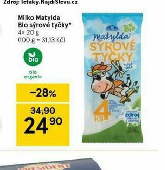 Tesco Milko matylda bio sýrové tyčky nabídka