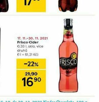 Tesco Frisco cider nabídka
