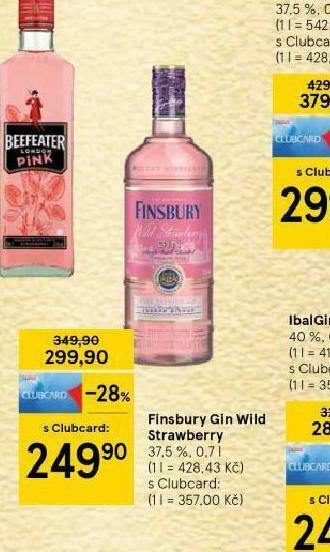 Tesco Finsbury gin wild strawberry nabídka