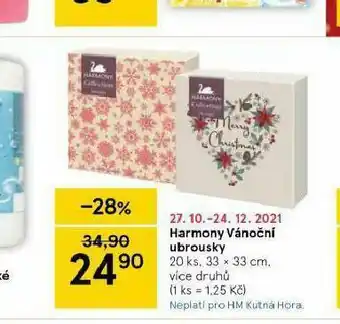 Tesco Harmony vánoční ubrousky nabídka