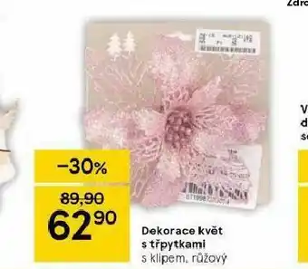 Tesco Dekorace květ s třpytkami nabídka
