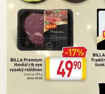 Billa Billa premium hovězí rib eye vysoký roštěnec nabídka