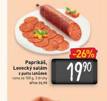 Billa Lovecký salám nabídka