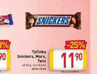 Billa Tyčinky snickers, twix, bounty nabídka