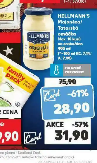 Kaufland Hellman´s tatarská omáčka, majonéza nabídka