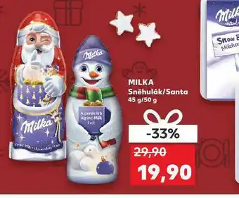 Kaufland Milka sněhulák / santa nabídka