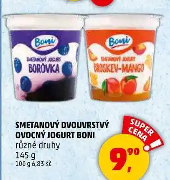 Penny Market SMETANOVÝ DVOUVRSTVÝ OVOCNÝ JOGURT BONI různé druhy, 145 g nabídka