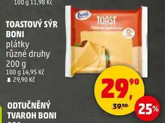 Penny Market TOASTOVÝ SÝR BONI plátky různé druhy, 200 g nabídka