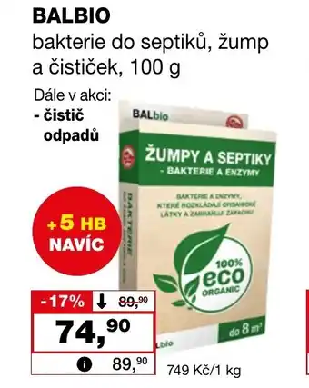 Ráj drogerie BALBIO bakterie do septiků, žump a čističek nabídka