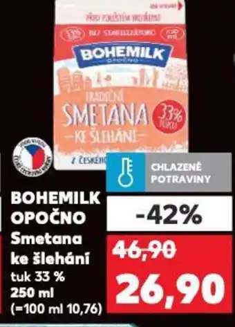 Kaufland BOHEMILK OPOČNO Smetana ke šlehání nabídka