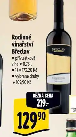 Albert Rodinné vinařství Břeclav 0,75 l nabídka