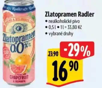 Albert Zlatopramen Radler nabídka