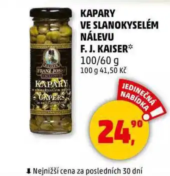 Penny Market KAPARY VE SLANOKYSELÉM NÁLEVU F. J. KAISER, 100/60 g nabídka