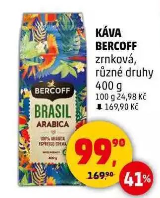 Penny Market KÁVA BERCOFF zrnková, různé druhy, 400 g nabídka