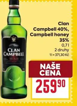Billa Clan Campbell 40%, Campbell honey 35% nabídka