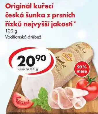 CBA Originál kuřecí česká šunka z prsních řízků nejvyšší jakosti, 100 g nabídka