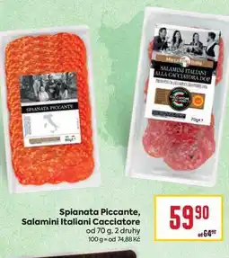 Billa Spianata Piccante, Salamini Italiani Cacciatore od 70 g nabídka