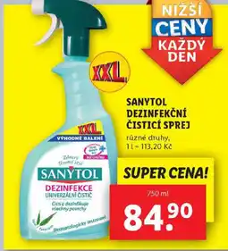 Lidl SANYTOL Dezinfekční čisticí sprej nabídka