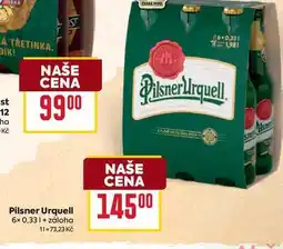 Billa Pilsner Urquell 6x 0,33l nabídka