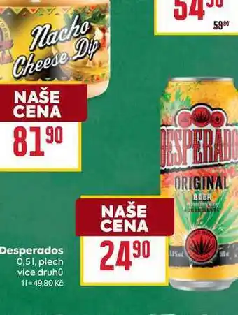 Billa Desperados 0,51, plech nabídka