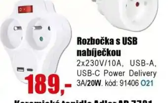 EVA Rozbočka s USB nabíječkou nabídka